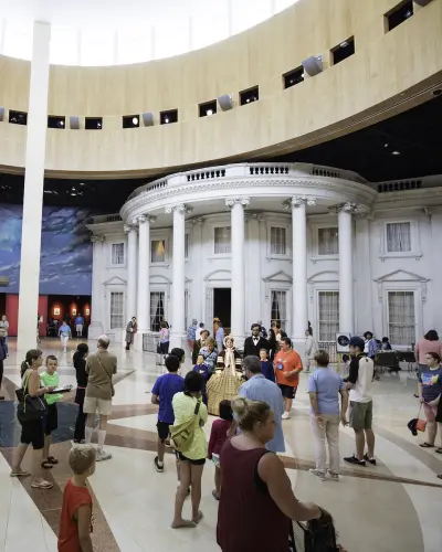 People visiting the Abraham Lincoln Presidential Library and Museum