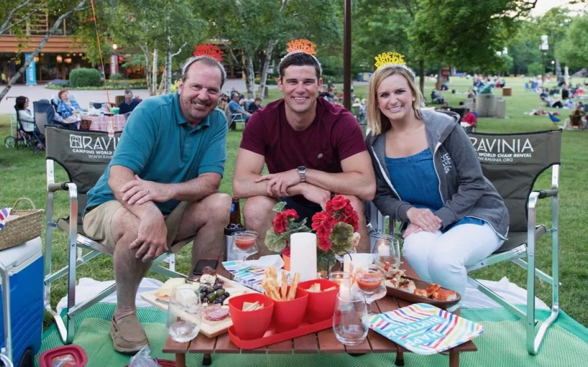 People with coolers and chairs at ravinia festival