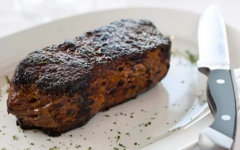 Piece of steak from Steak 48.