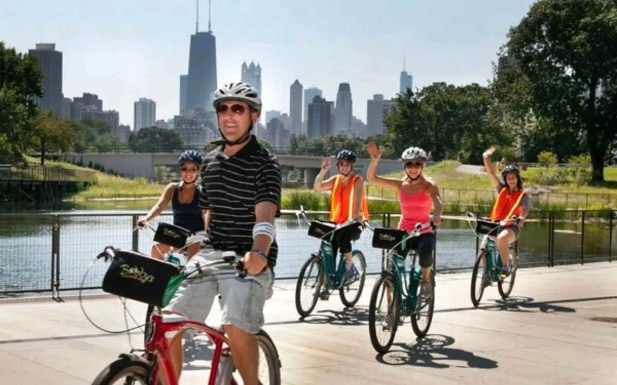 People biking